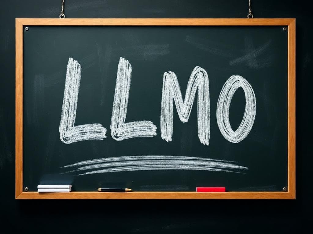 LLMO concept illustration on blackboard